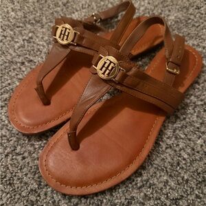 Tommy Hilfiger Tan Leather Sandals